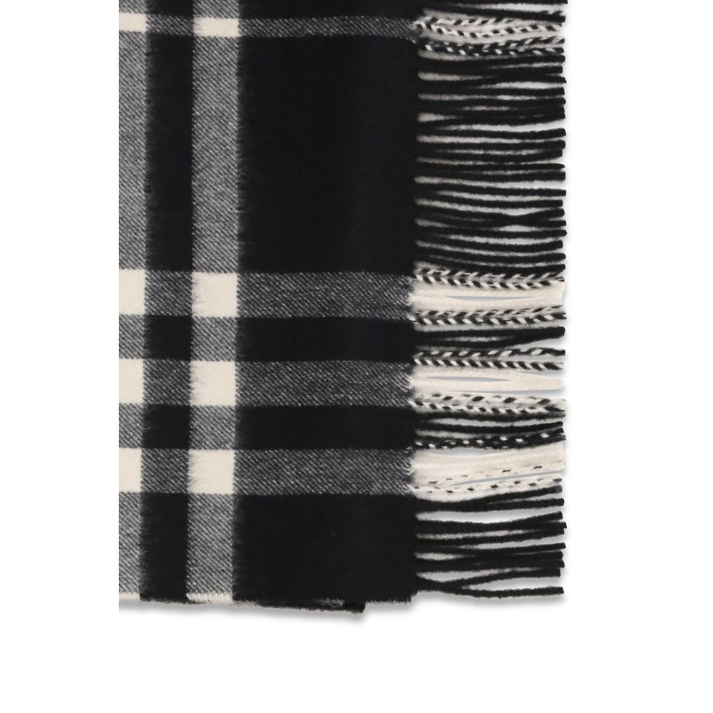 Burberry Black Cashmere Scarf - Embroidered Elegance