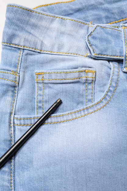 CRISTINAEFFE Light Blue Washed High Waist Bootcut Denim Jeans