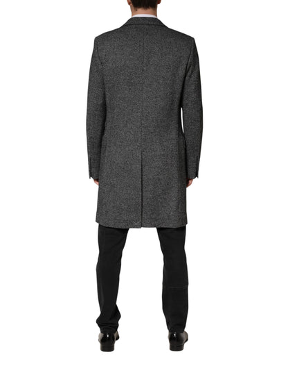Dolce & Gabbana Gray Wool Blend Long Trench Coat for Men
