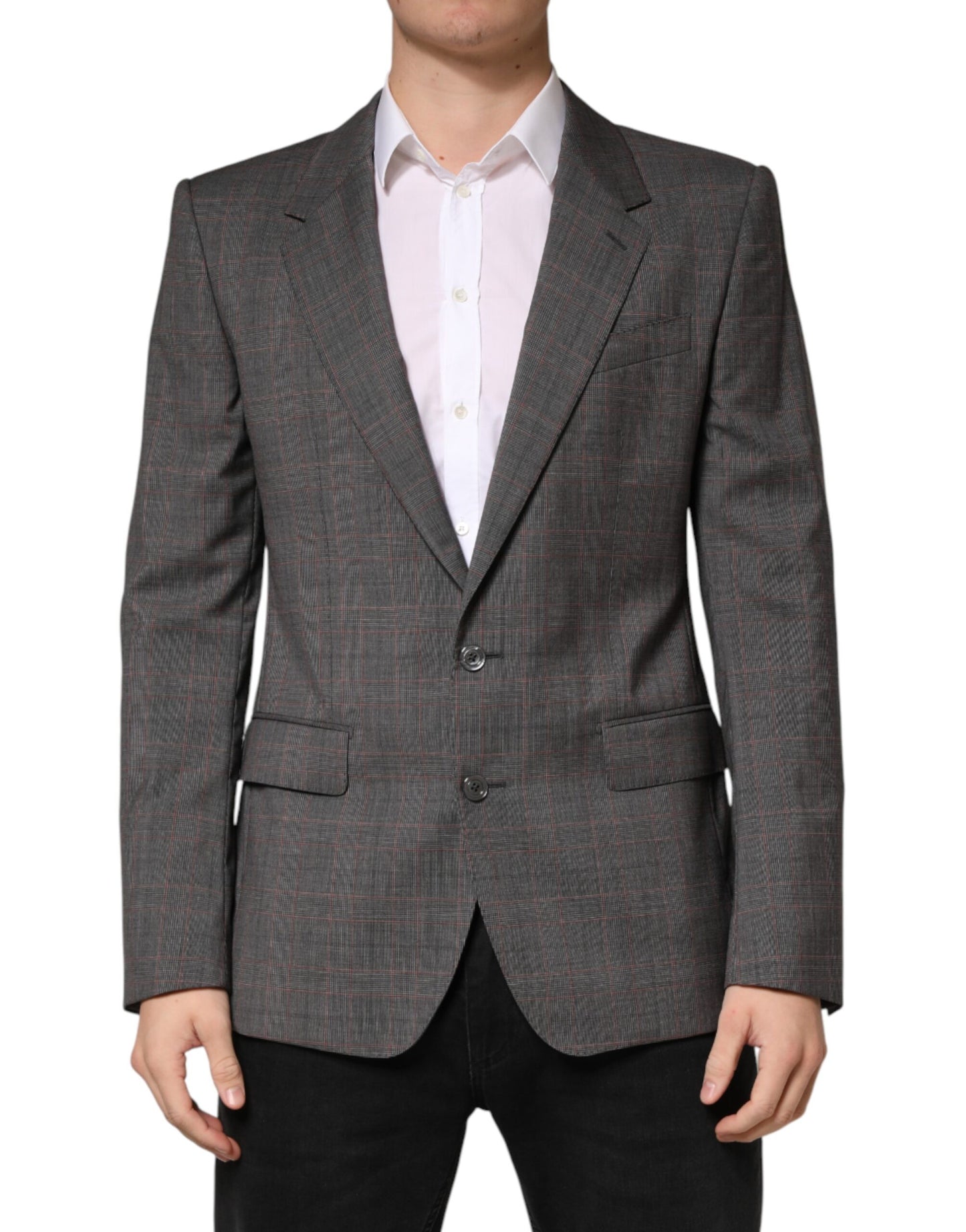 Dolce & Gabbana Gray Wool Single Breasted 2 Button Blazer