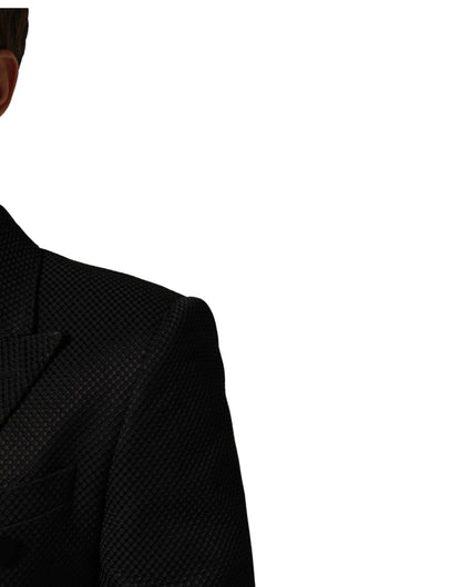 Dolce & Gabbana Black Cotton Double Breasted 2 Button Blazer