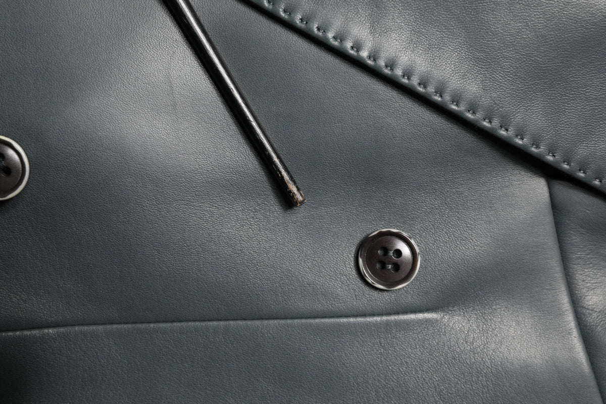 Dolce & Gabbana Black Leather Double Breasted 2Button Blazer