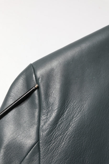 Dolce & Gabbana Black Leather Double Breasted 2Button Blazer