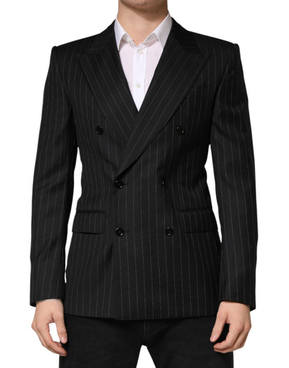 Dolce & Gabbana Black Stripes Double Breasted 2-Button Blazer