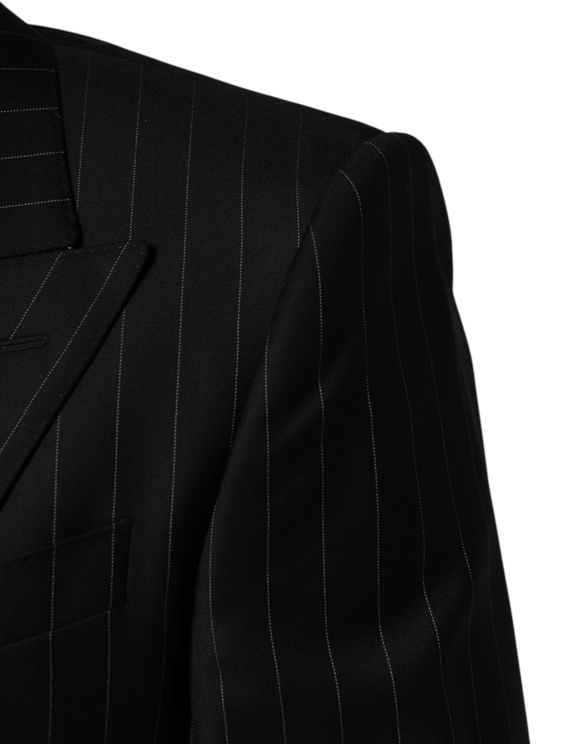 Dolce & Gabbana Black Stripes Double Breasted 2-Button Blazer