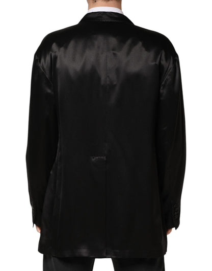 Dolce & Gabbana Black Silk Double Breasted 2 Button Blazer