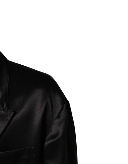 Dolce & Gabbana Black Silk Double Breasted 2 Button Blazer