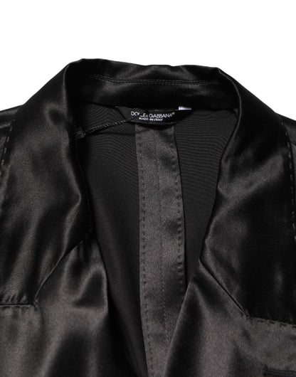 Dolce & Gabbana Black Silk Double Breasted 2 Button Blazer