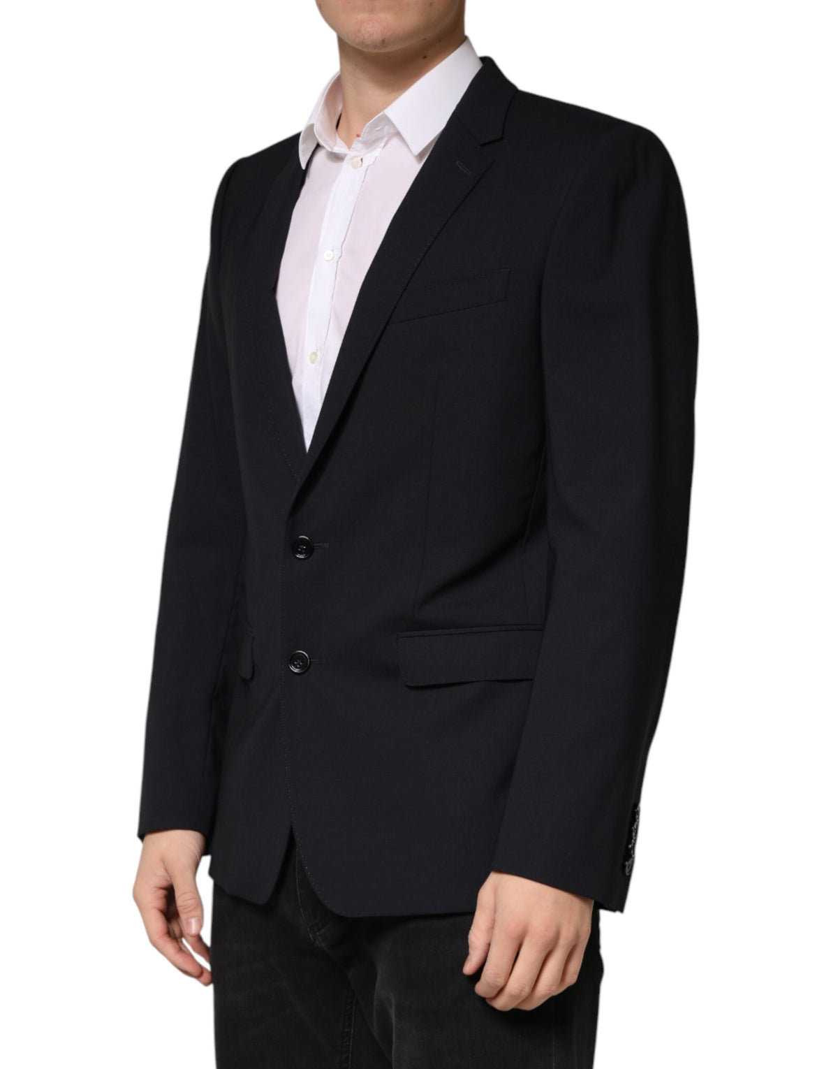 Dolce & Gabbana Black Wool Single Breasted 2 Button Blazer