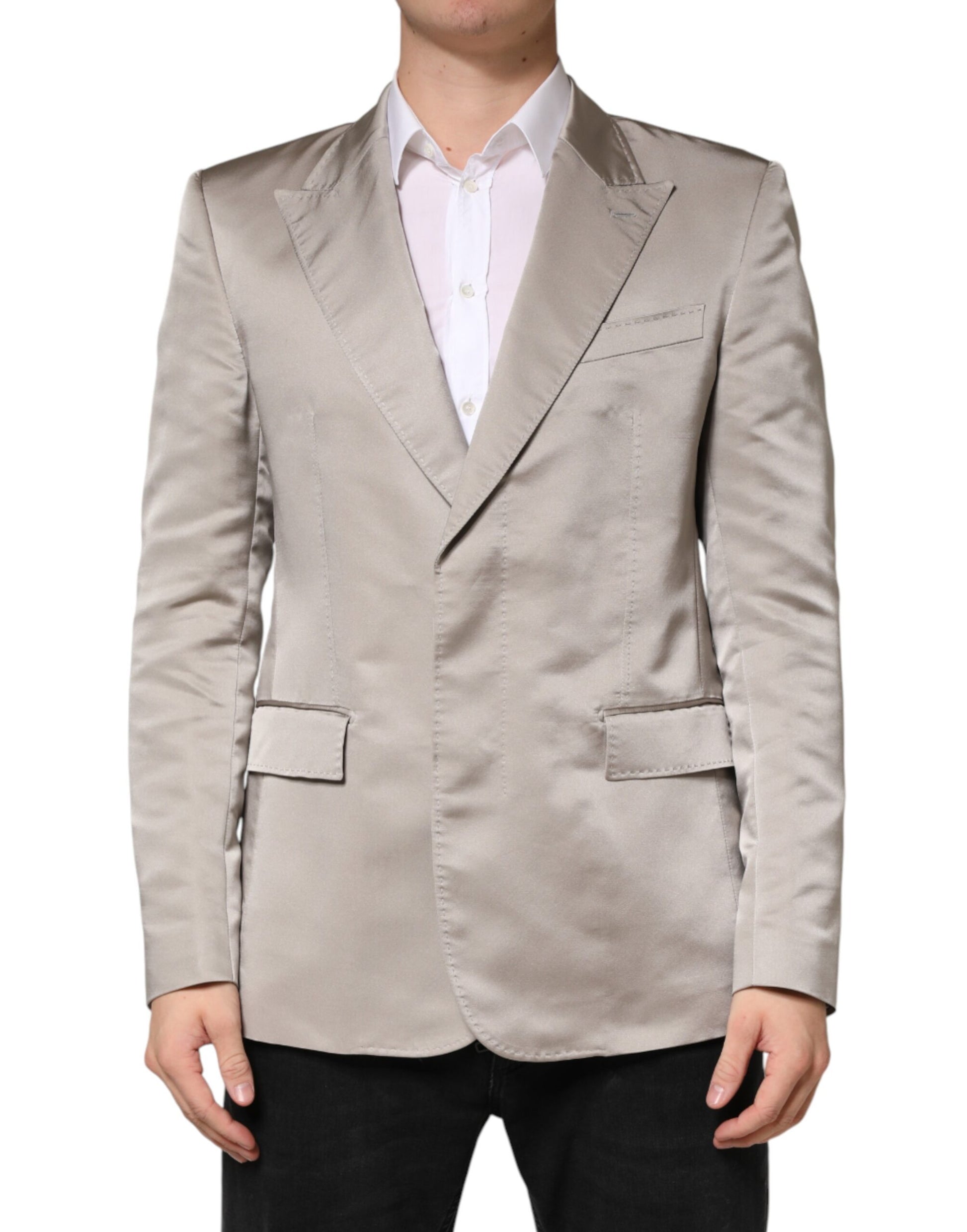 Dolce & Gabbana Beige Silk Single Breasted Men’s Blazer