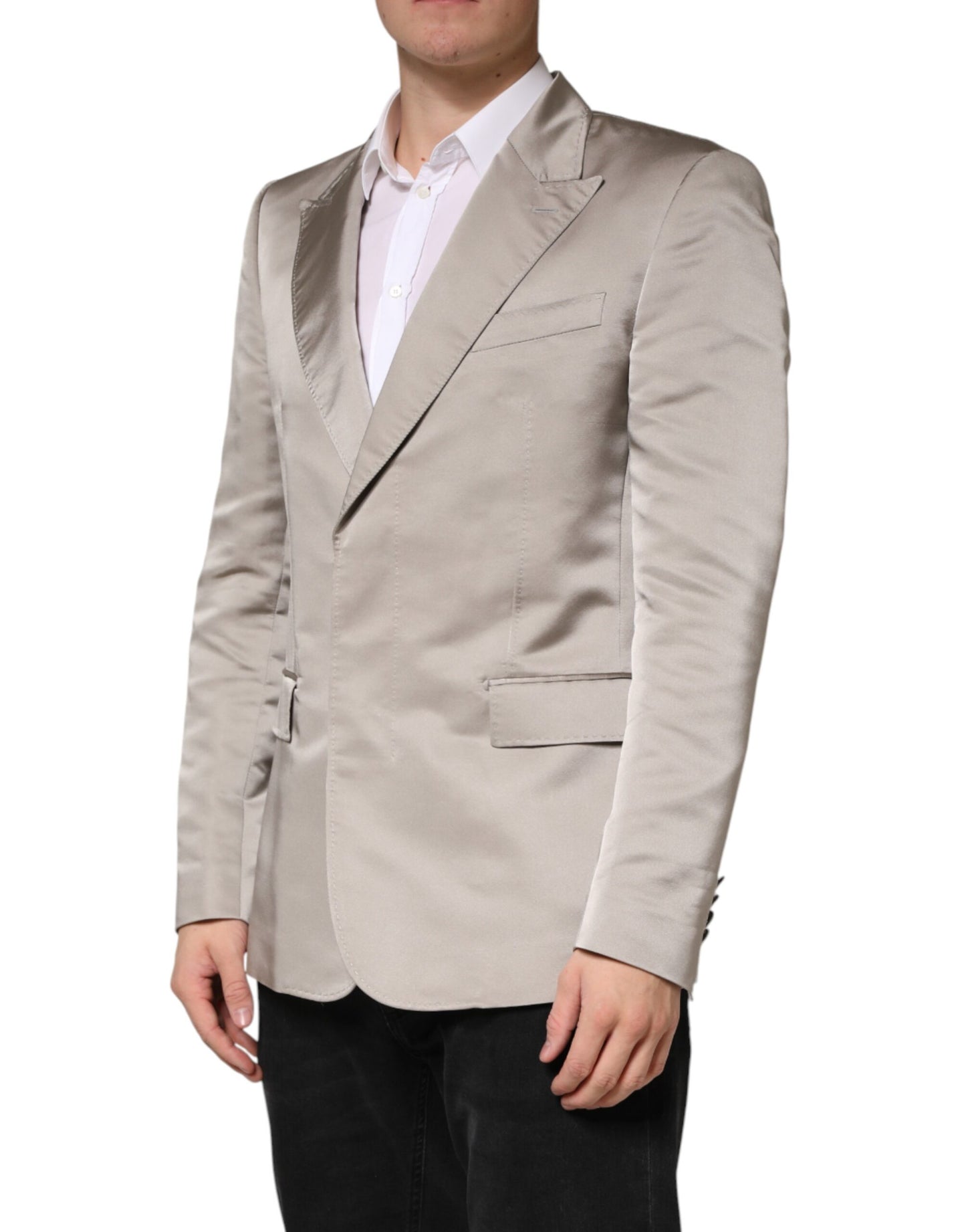 Dolce & Gabbana Beige Silk Single Breasted Men’s Blazer