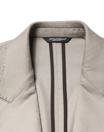 Dolce & Gabbana Gray Cashmere Single Breasted Jacket Blazer