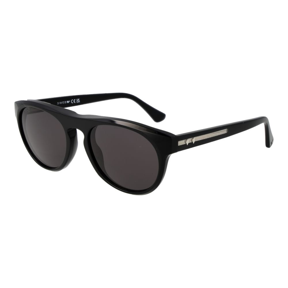 Web Black Acetate Sunglasses – Full-Rim Round Frame, Grey Lenses