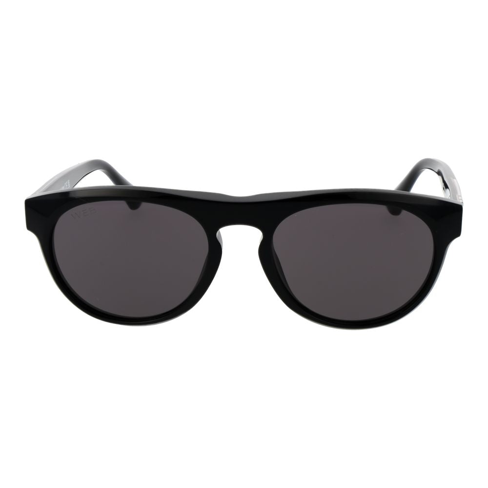 Web Black Acetate Sunglasses – Full-Rim Round Frame, Grey Lenses