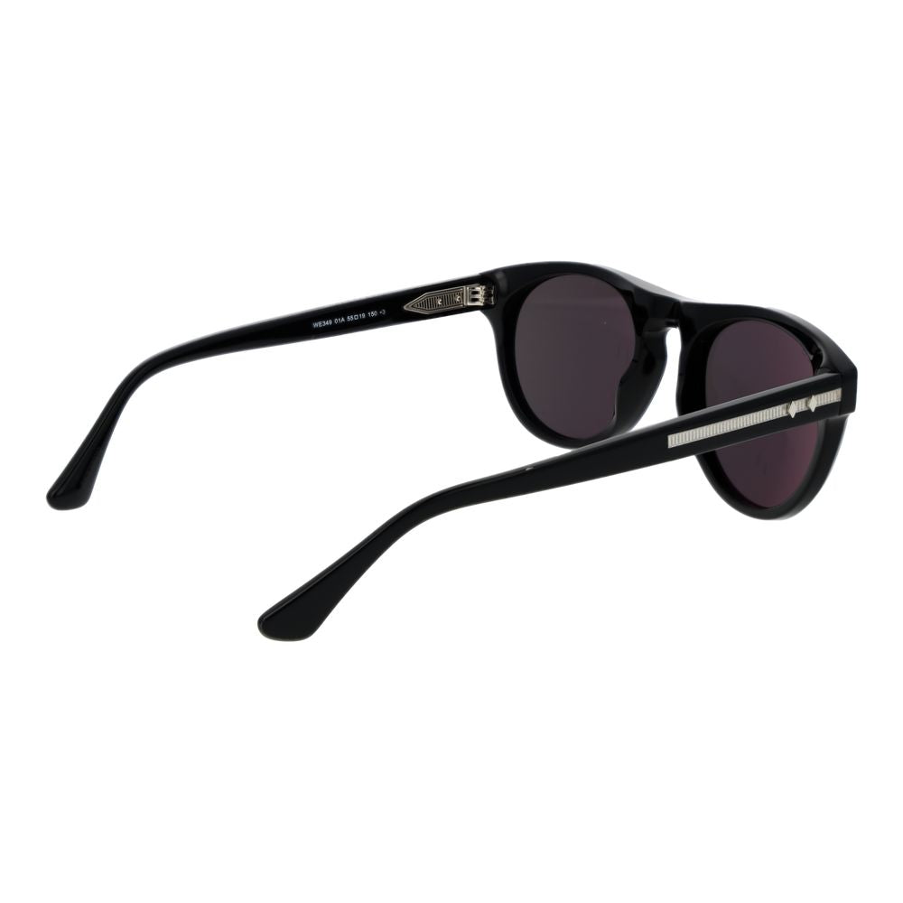 Web Black Acetate Sunglasses – Full-Rim Round Frame, Grey Lenses