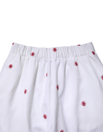 Department 5 White Floral Tapered High Waist Cropped Pants