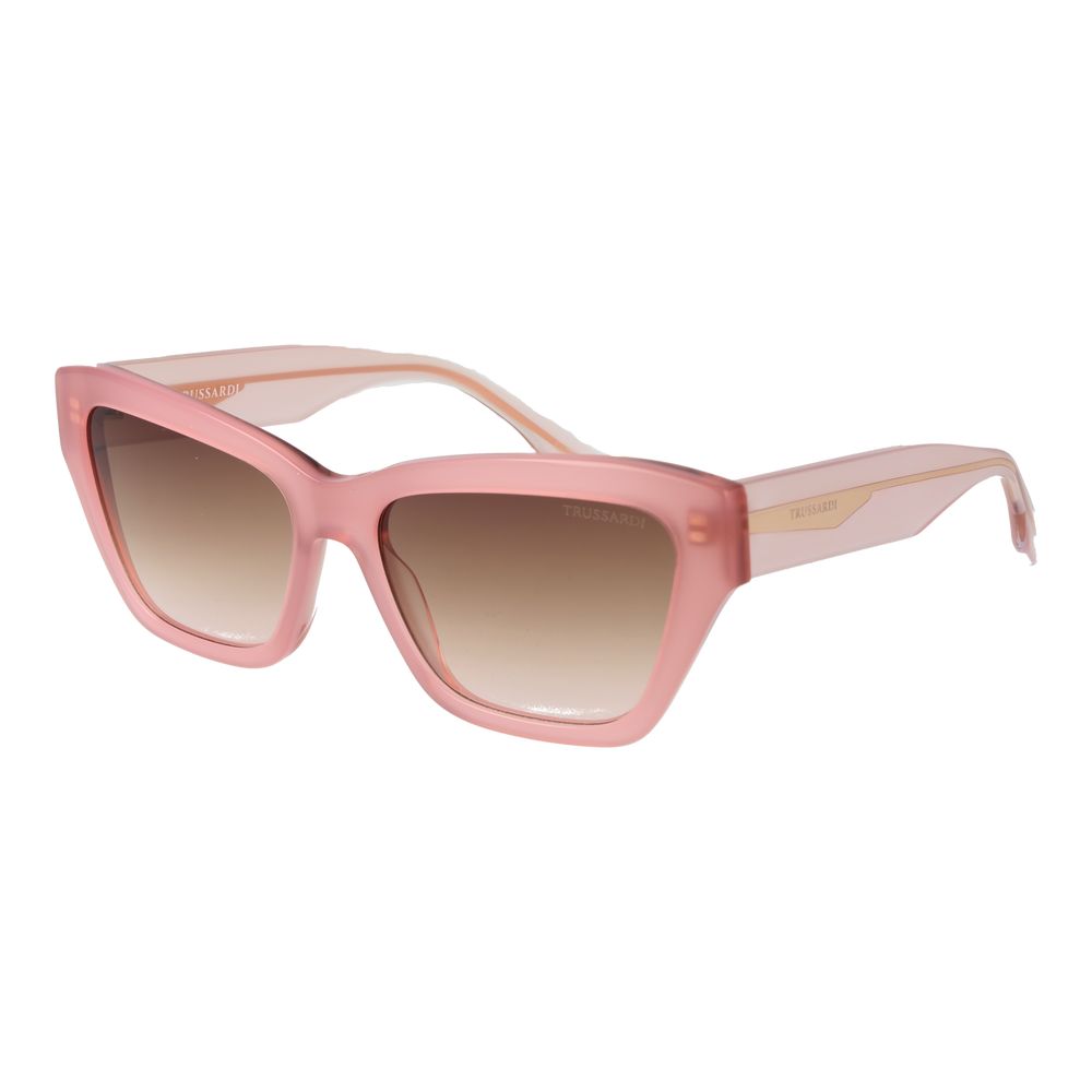 Trussardi Women’s Sunglasses – Rose Cat Eye Frame, Brown Gradient Lenses