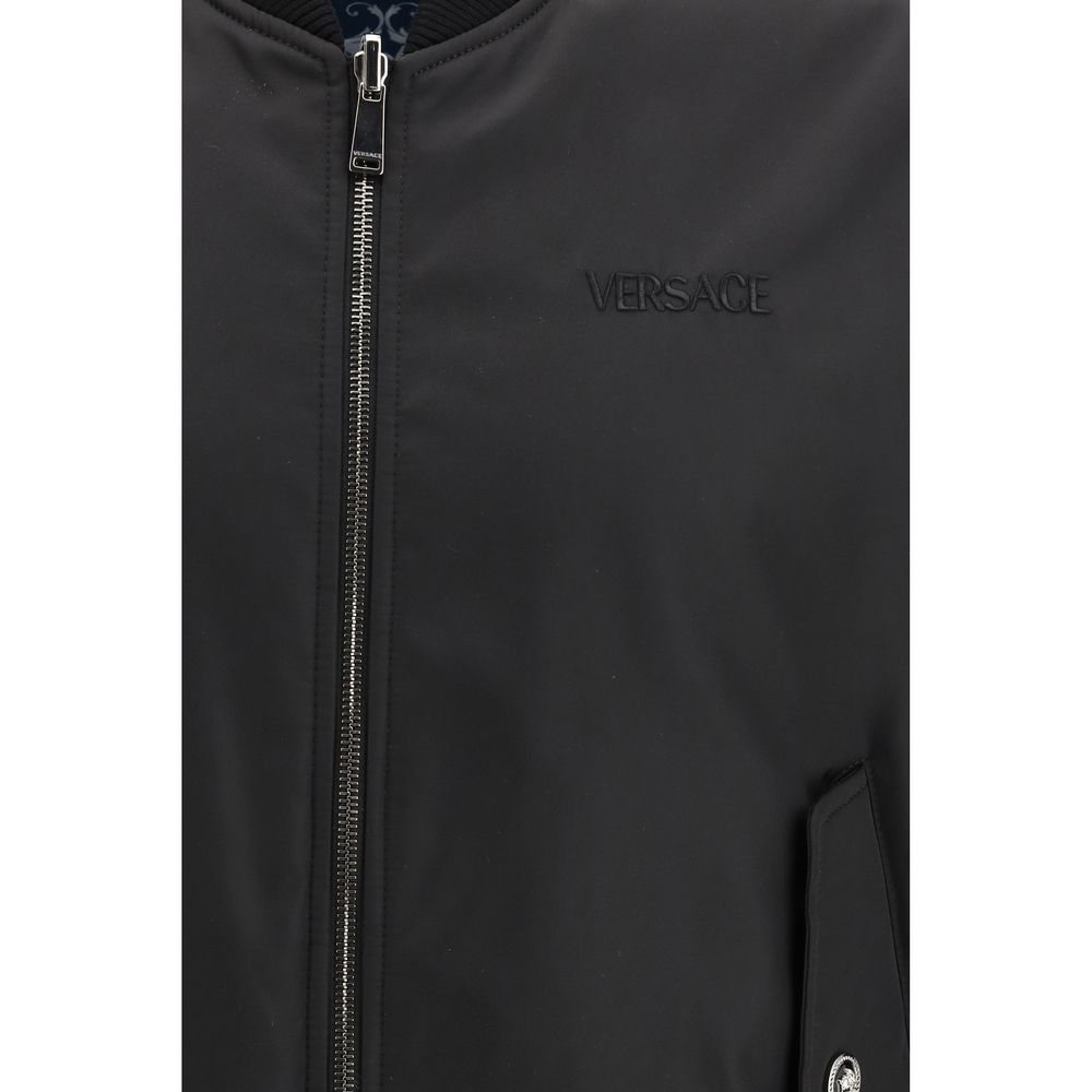 Versace Black Polyamide Bomber - Reversible Blouson