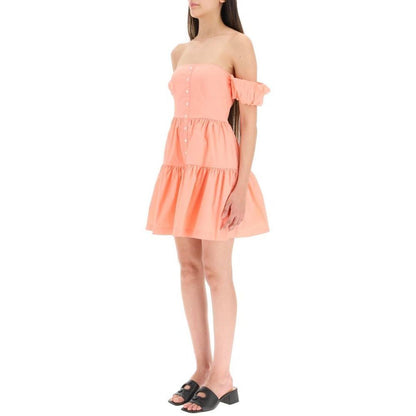 Staud Orange Cotton Casual Dress - Elio Cotton Mini Dress