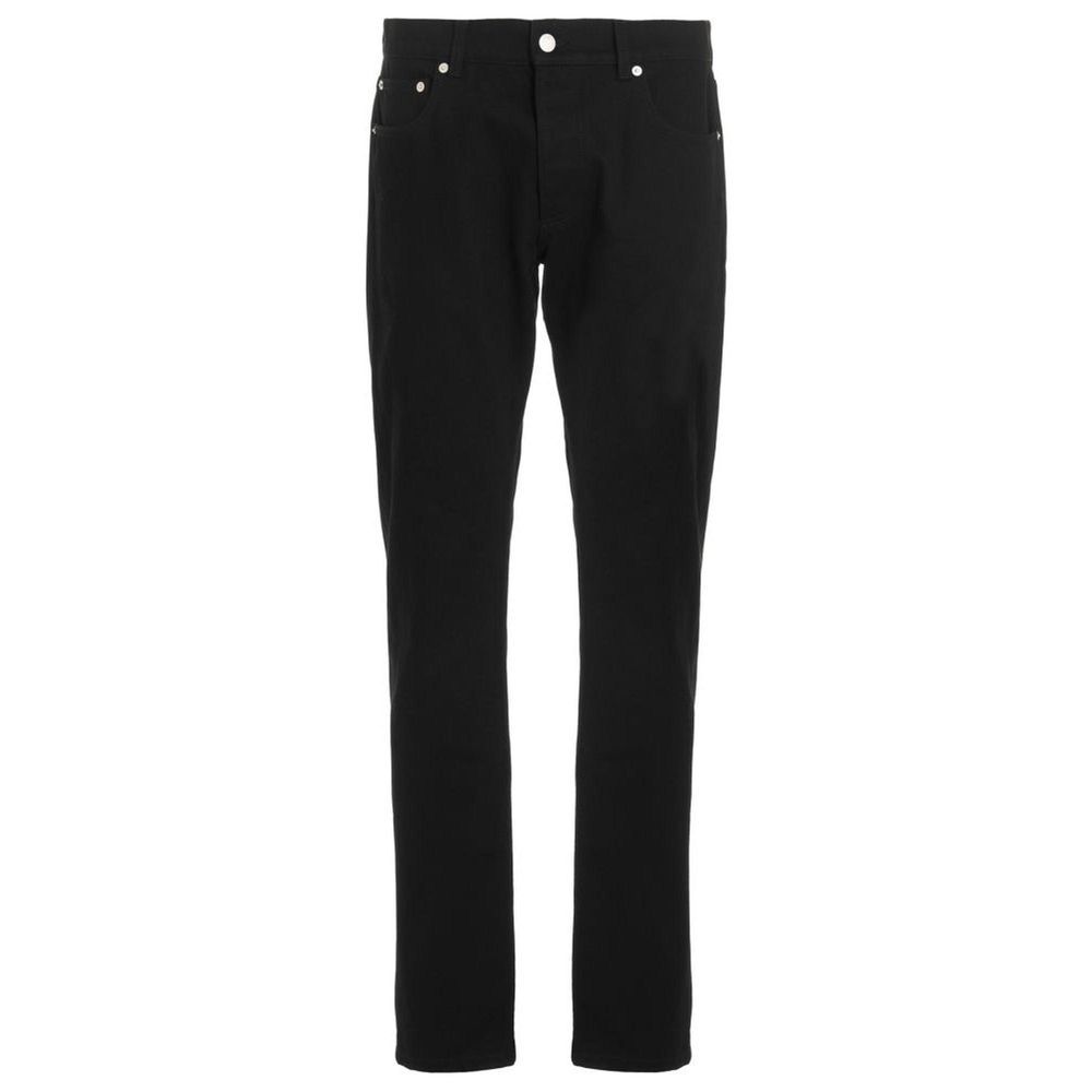 Alexander McQueen Black Cotton Skinny Jeans with Logo Embroidery