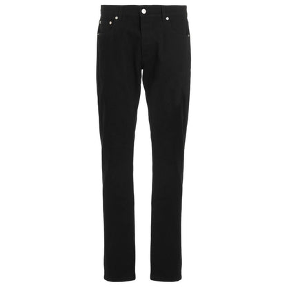 Alexander McQueen Black Cotton Skinny Jeans with Logo Embroidery