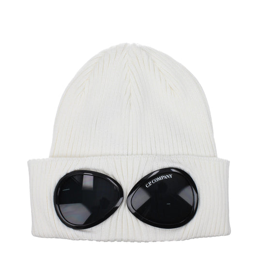 C.P. Company White Cotton Goggle Beanie