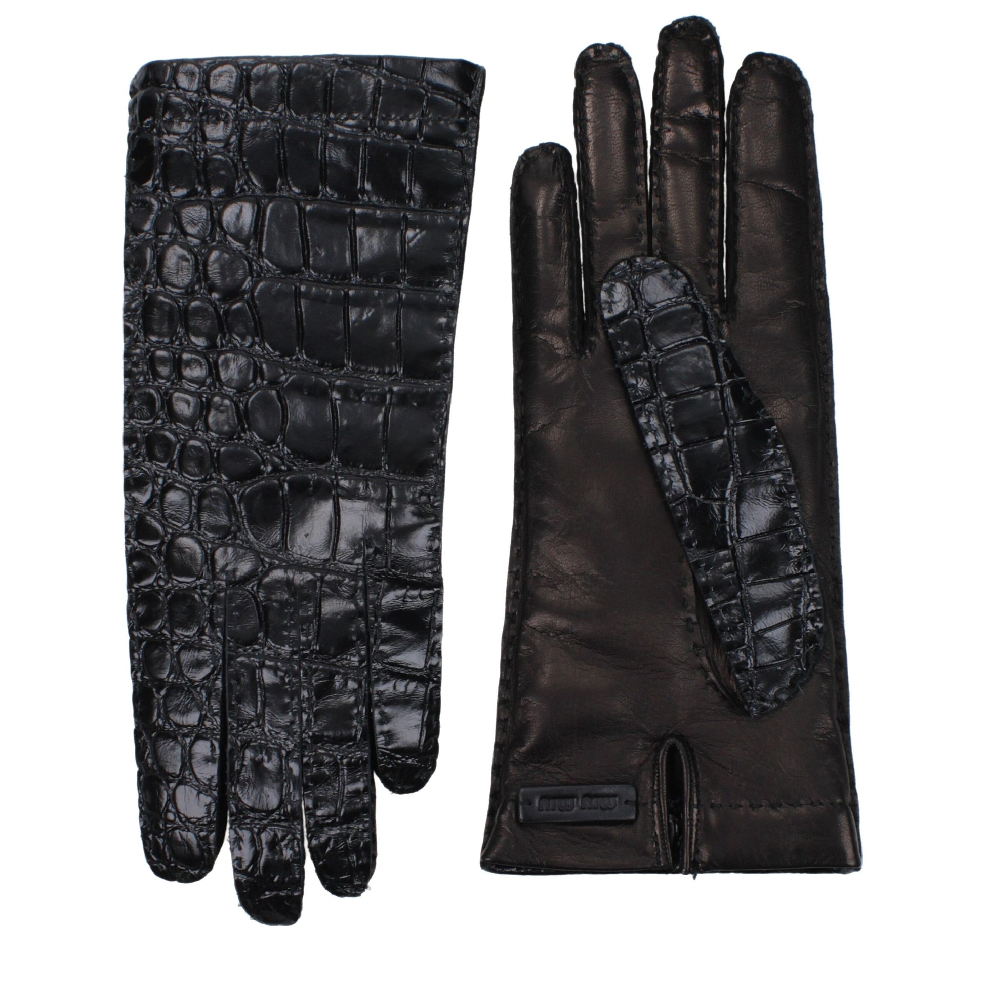 Miu Miu Black Leather Gloves – Elevate Your Elegance