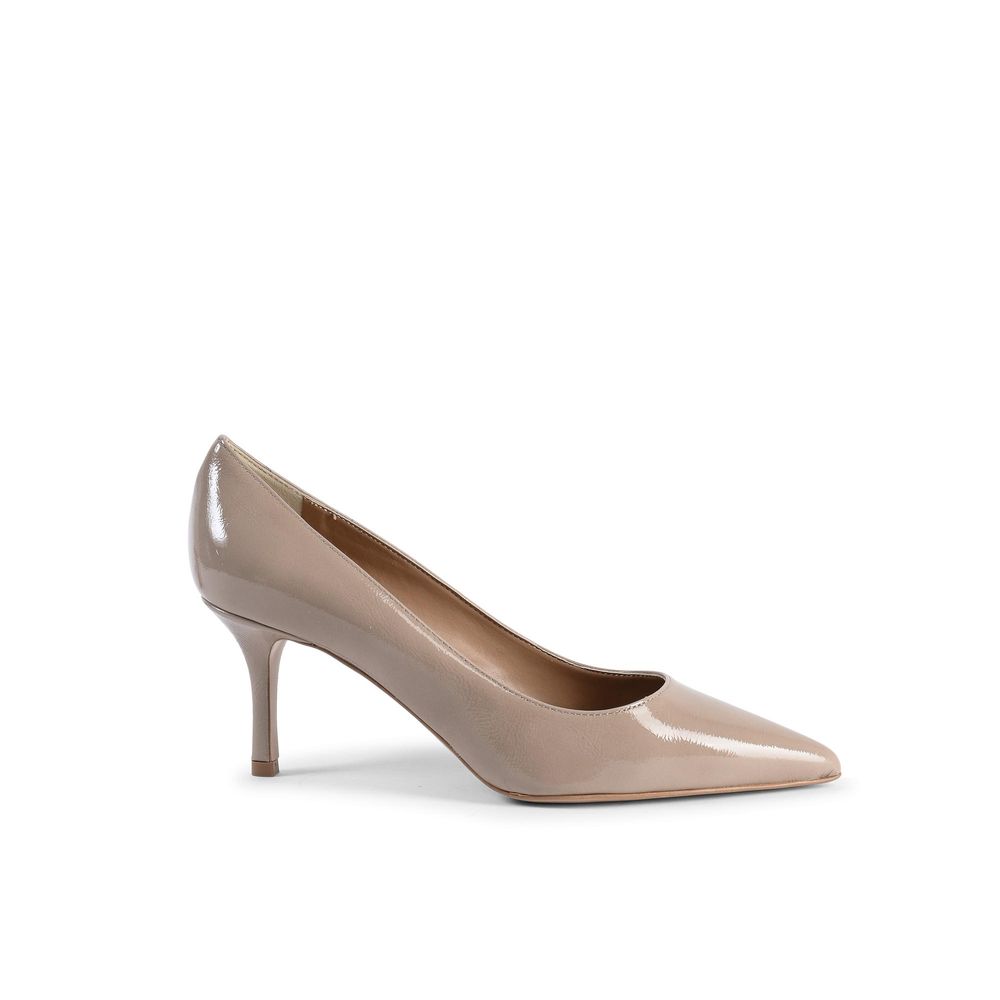 19V69 Italia Beige Leather Mid Heel Pumps - INES65 NAPLACK CAPPUCCINO