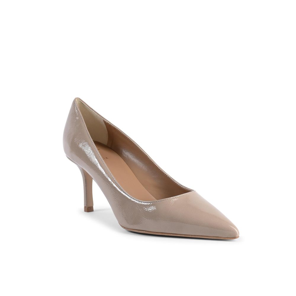 19V69 Italia Beige Leather Mid Heel Pumps - INES65 NAPLACK CAPPUCCINO