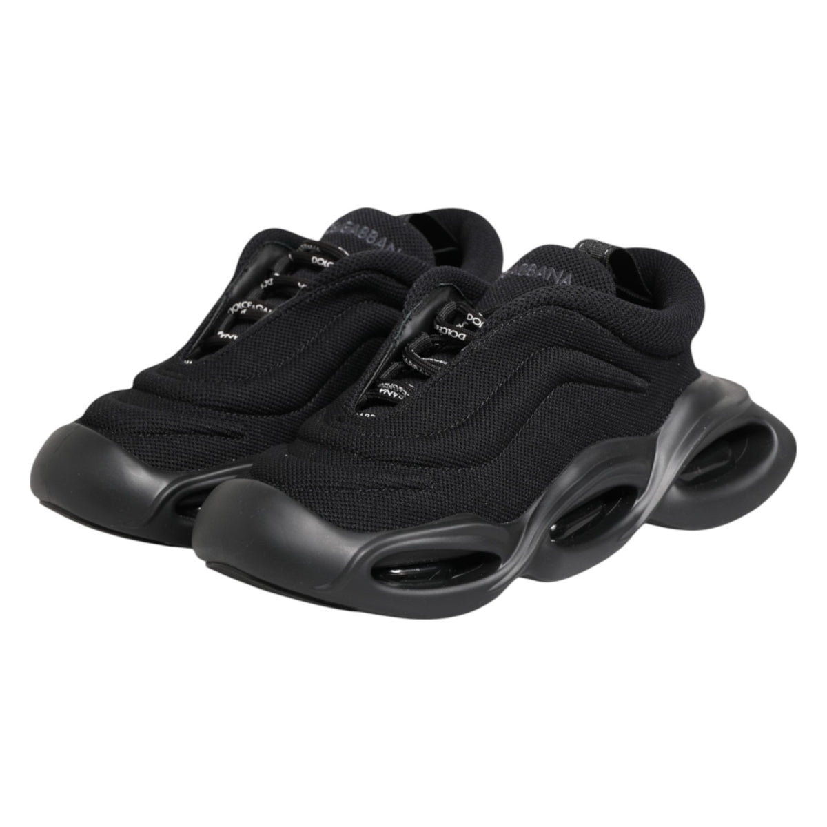 Dolce & Gabbana Black Slip On Low Top Wave Sneakers