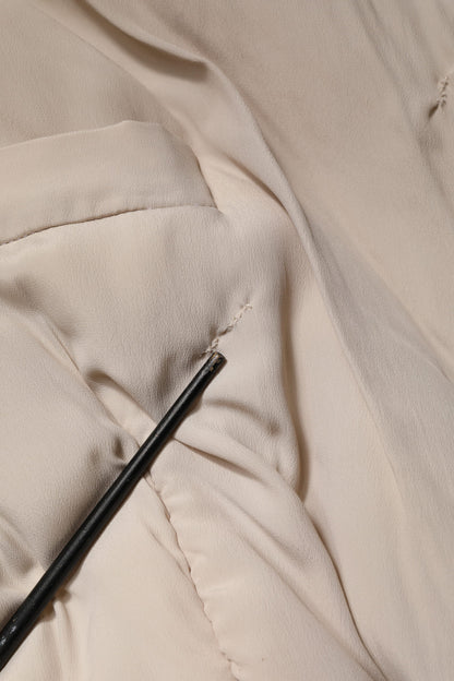 Dolce & Gabbana Beige Padded Collared Long Trench Coat Jacket