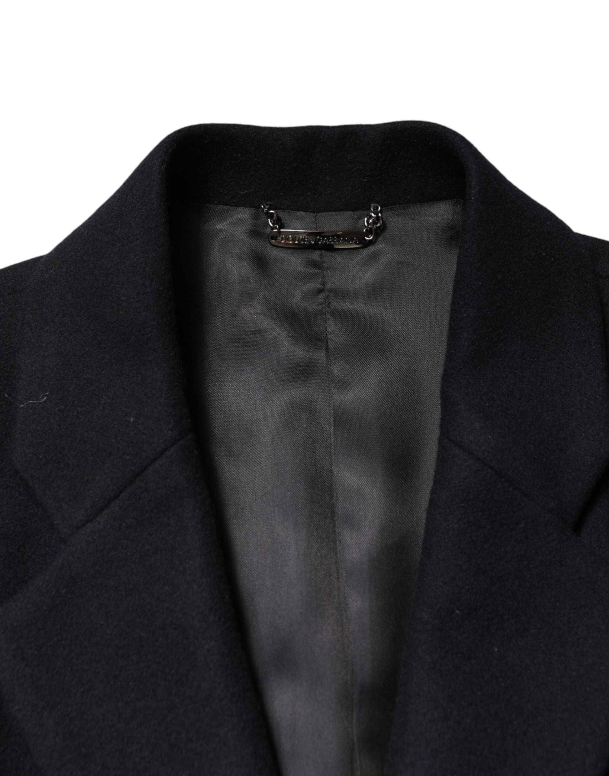 Dolce & Gabbana Black Wool Single Breasted Long Coat Jacket