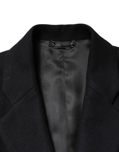 Dolce & Gabbana Black Wool Single Breasted Long Coat Jacket
