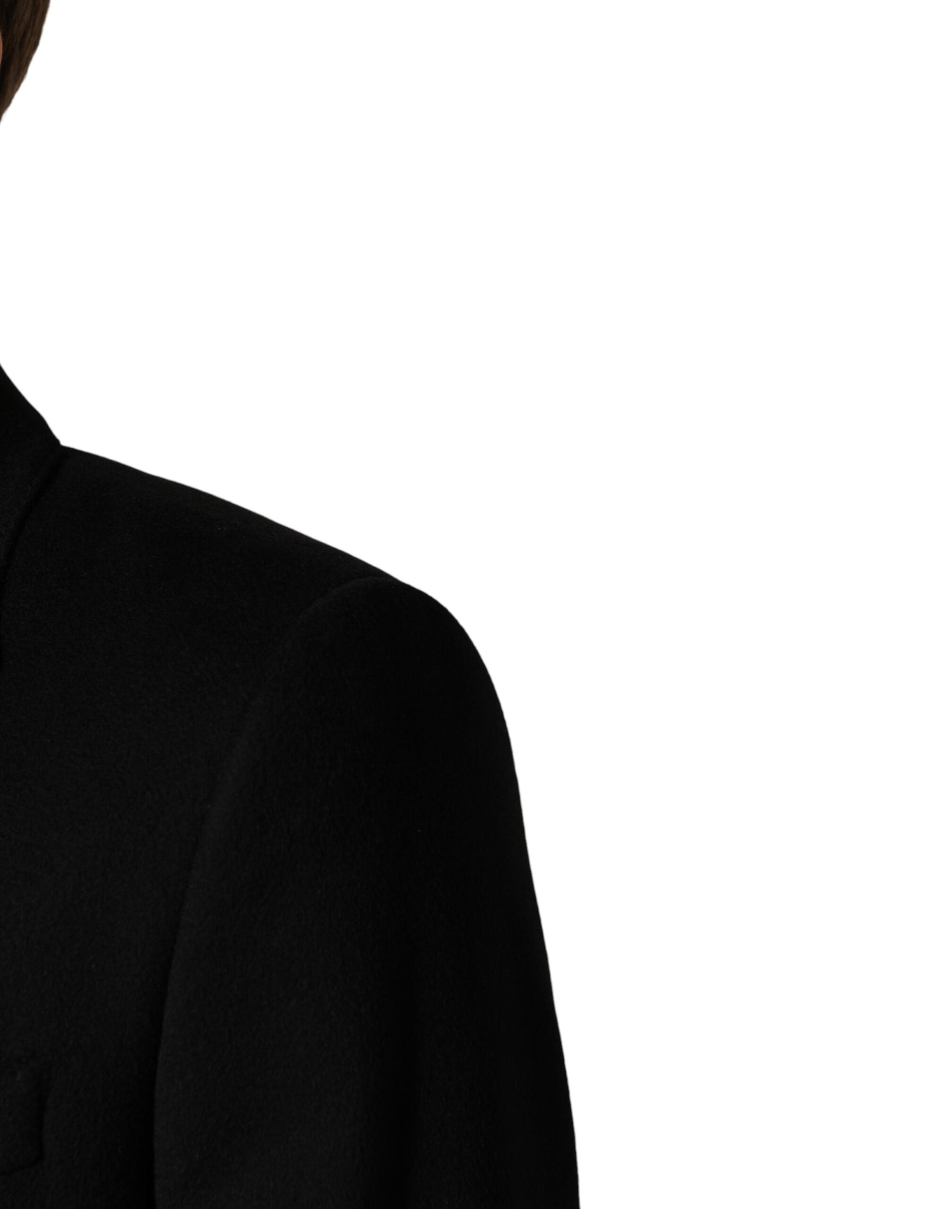 Dolce & Gabbana Black Wool Double Breasted Trench Coat Jacket