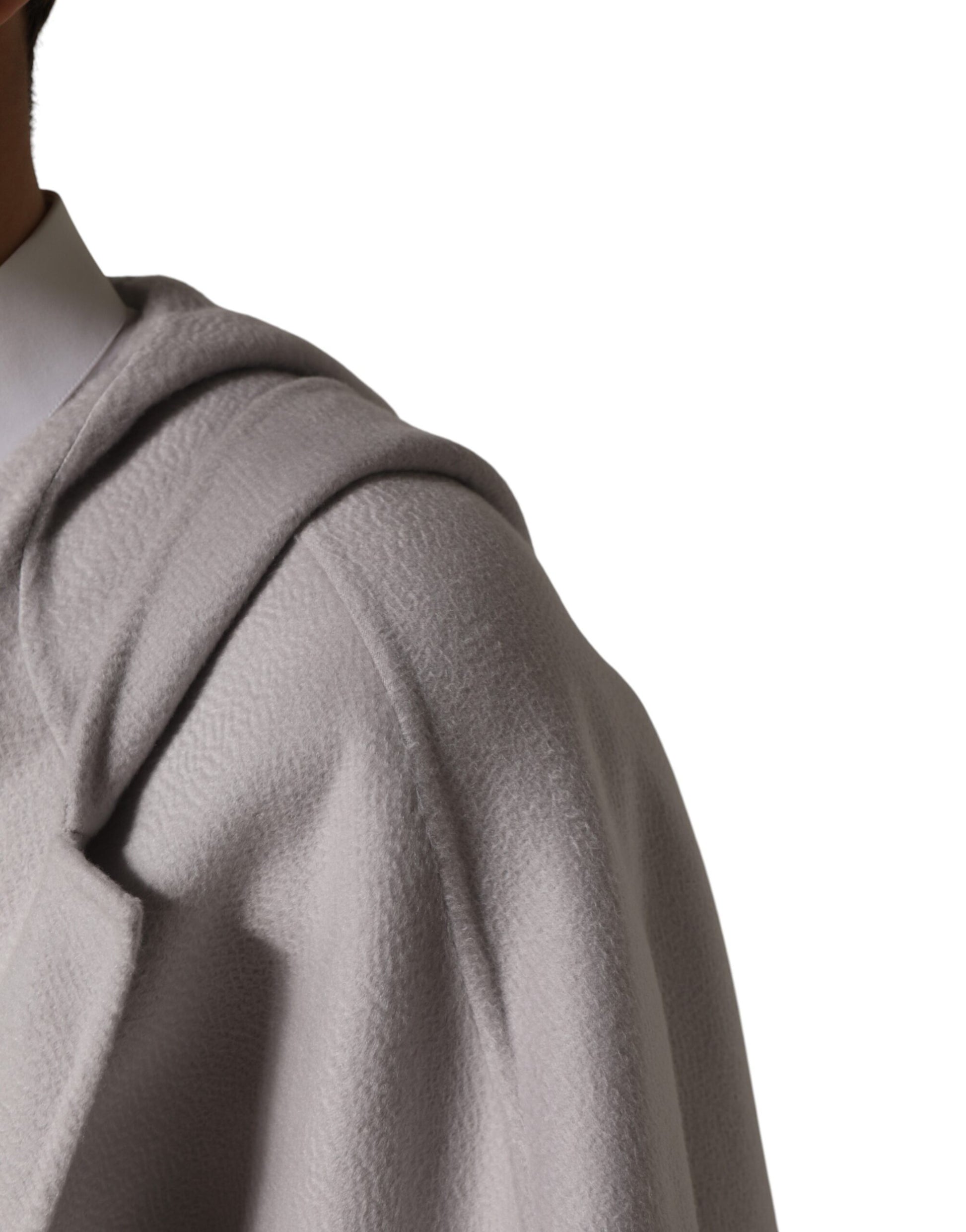 Dolce & Gabbana Off White Belted Oversized Hooded Trench Coat for Men