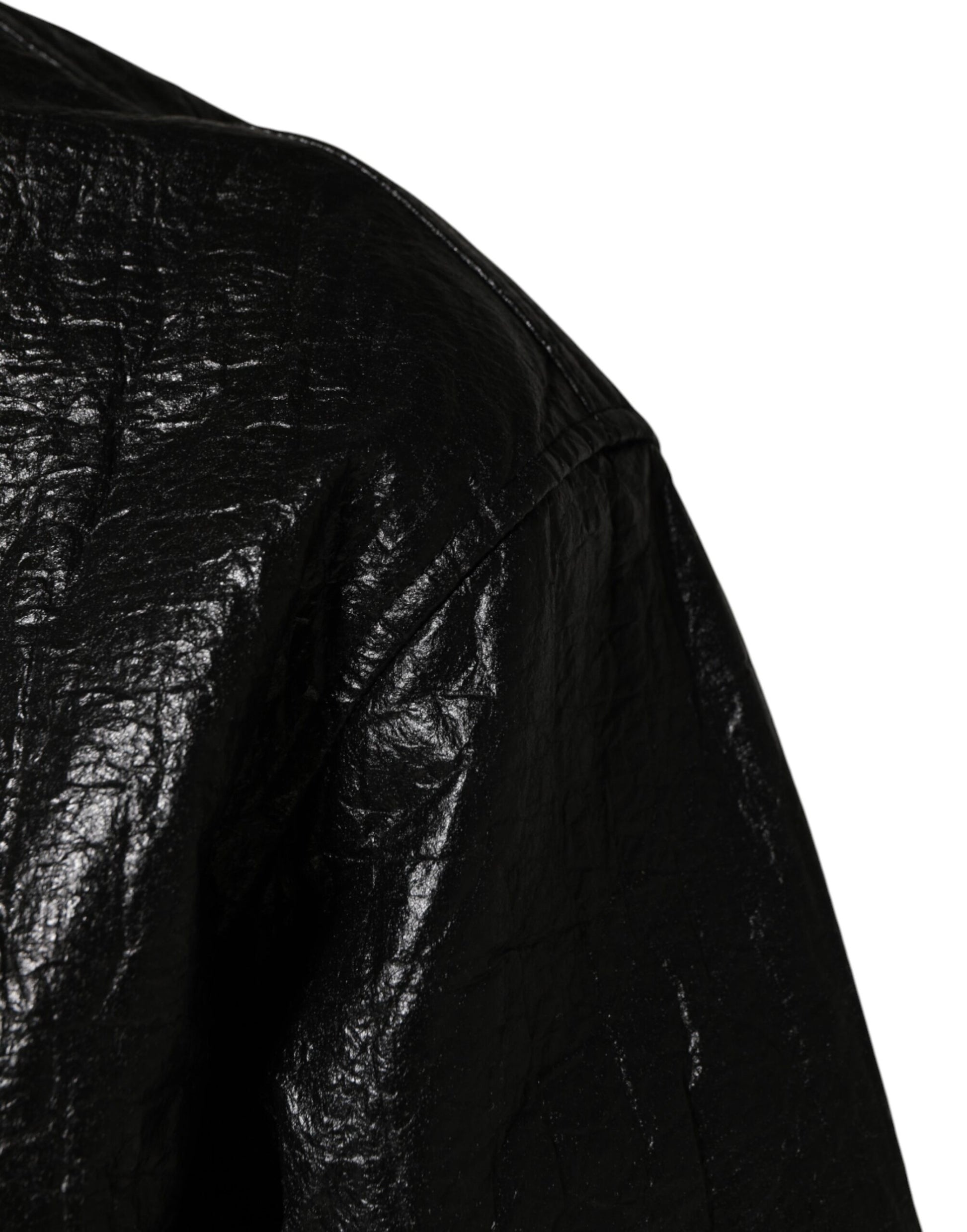 Dolce & Gabbana Black Faux Leather Full Zip Biker Jacket for Men