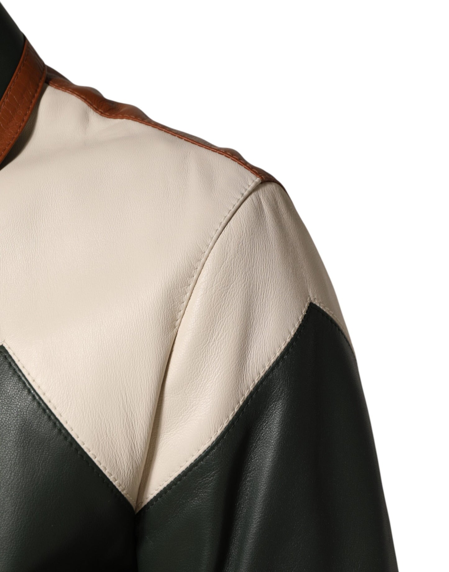Dolce & Gabbana Multicolor Leather Full Zip Biker Jacket for Men
