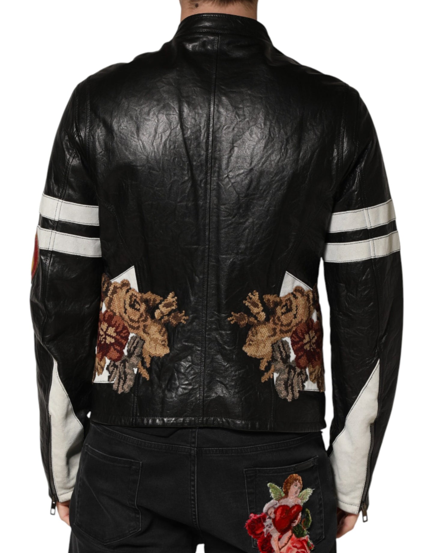 Dolce & Gabbana AW2016 Guns & Roses Leather Biker Jacket