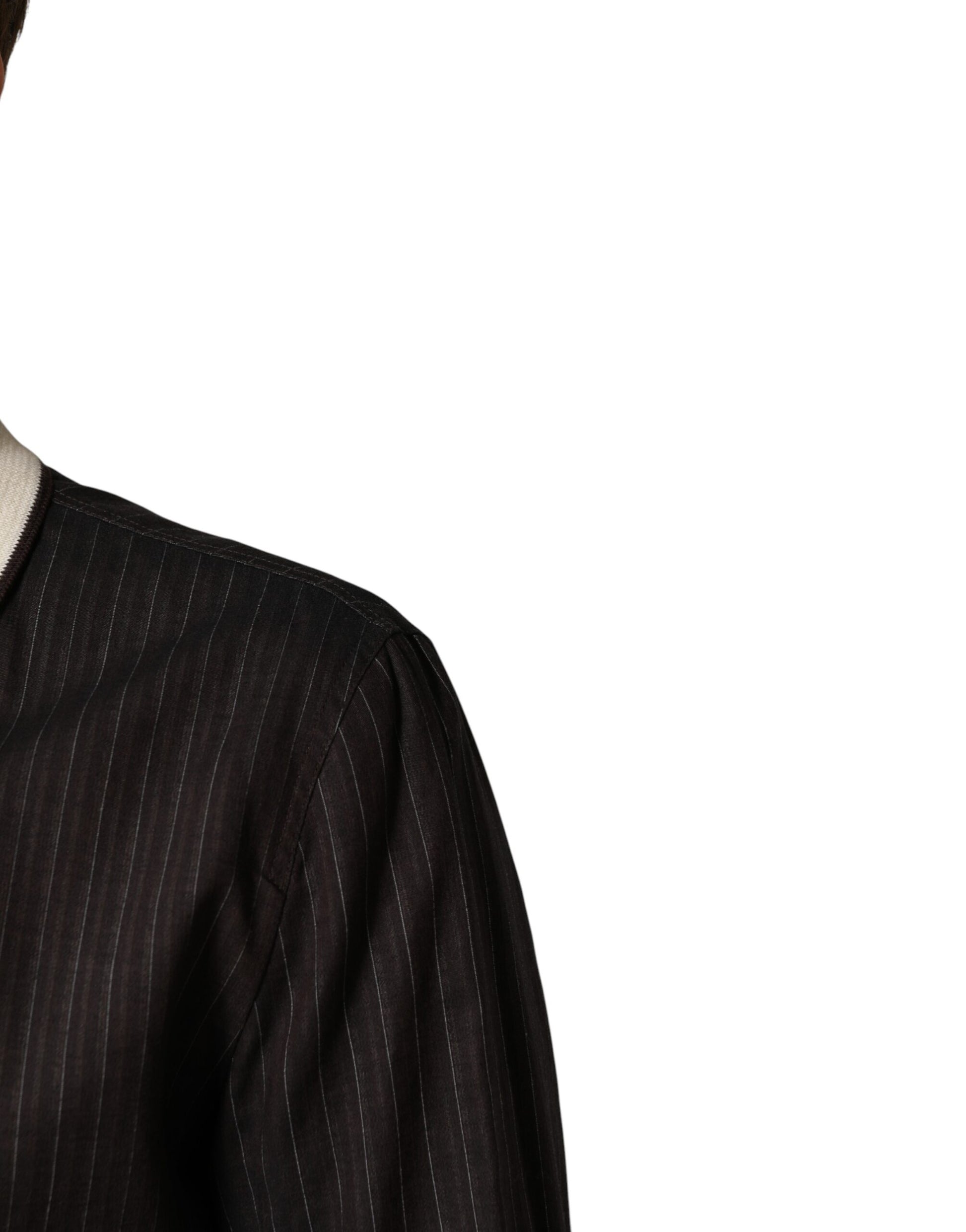 Dolce & Gabbana Brown Contrast Stripe Men Bomber Jacket