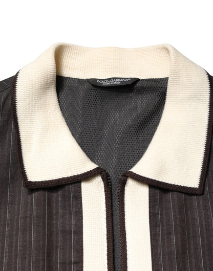 Dolce & Gabbana Brown Contrast Stripe Men Bomber Jacket