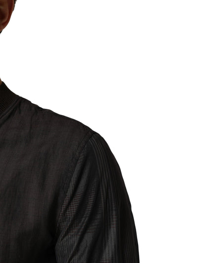 Dolce & Gabbana Black Stripes Cotton Full Zip Bomber Jacket