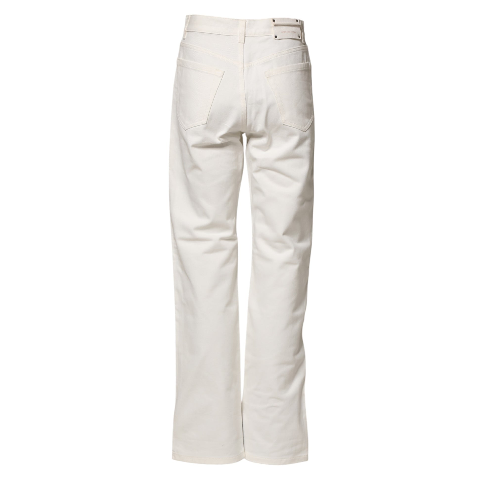 Dries Van Noten White Straight Bow Details Denim Casual Jeans