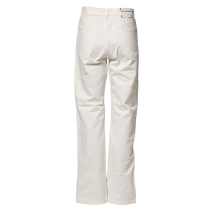 Dries Van Noten White Straight Bow Details Denim Casual Jeans