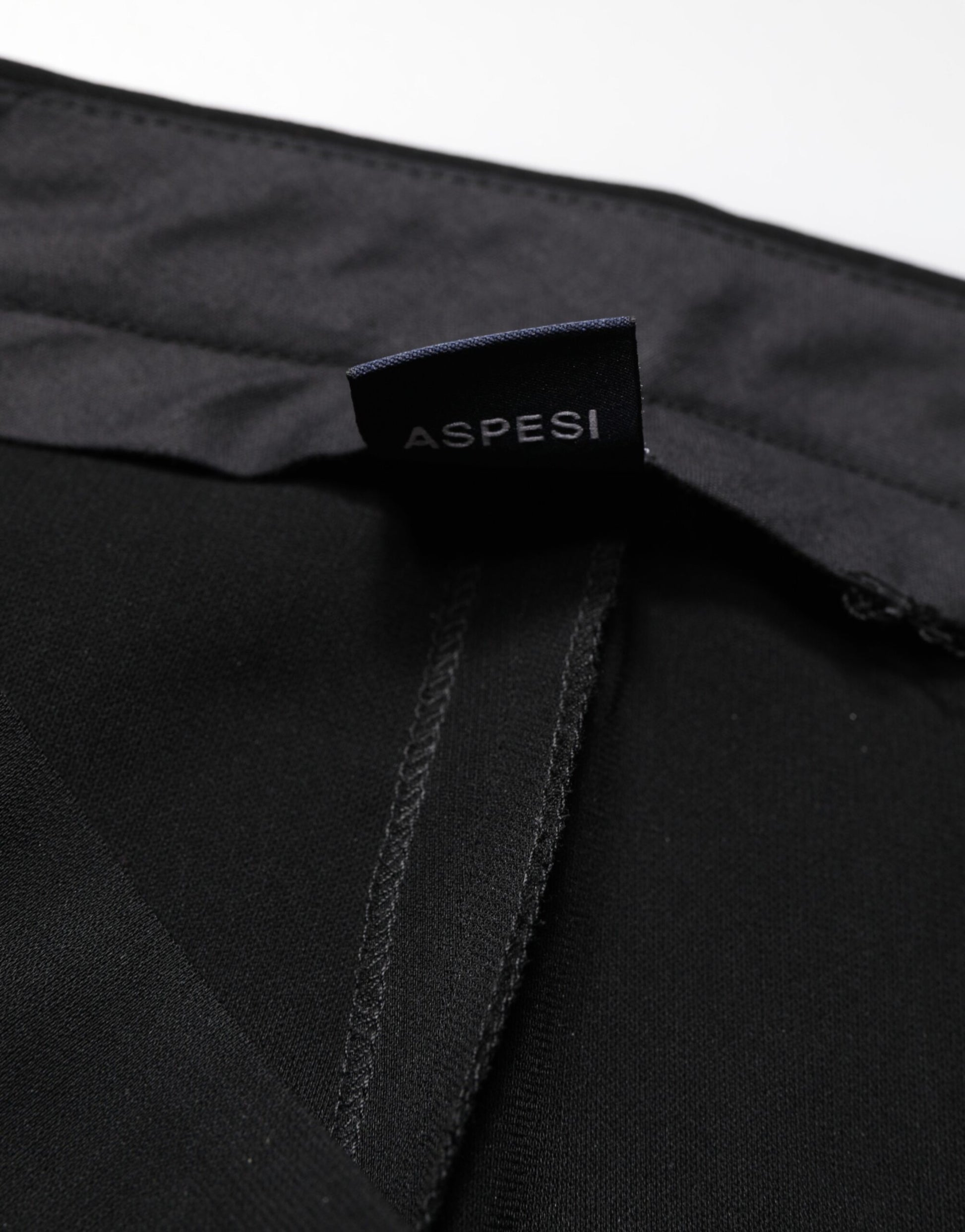 Aspesi Black High Waist Zip Straight Chino Trouser Pants