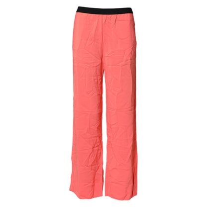 JUCCA Neon Pink High Waist Straight Wide Leg Trouser Pants