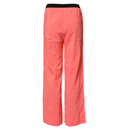 JUCCA Neon Pink High Waist Straight Wide Leg Trouser Pants