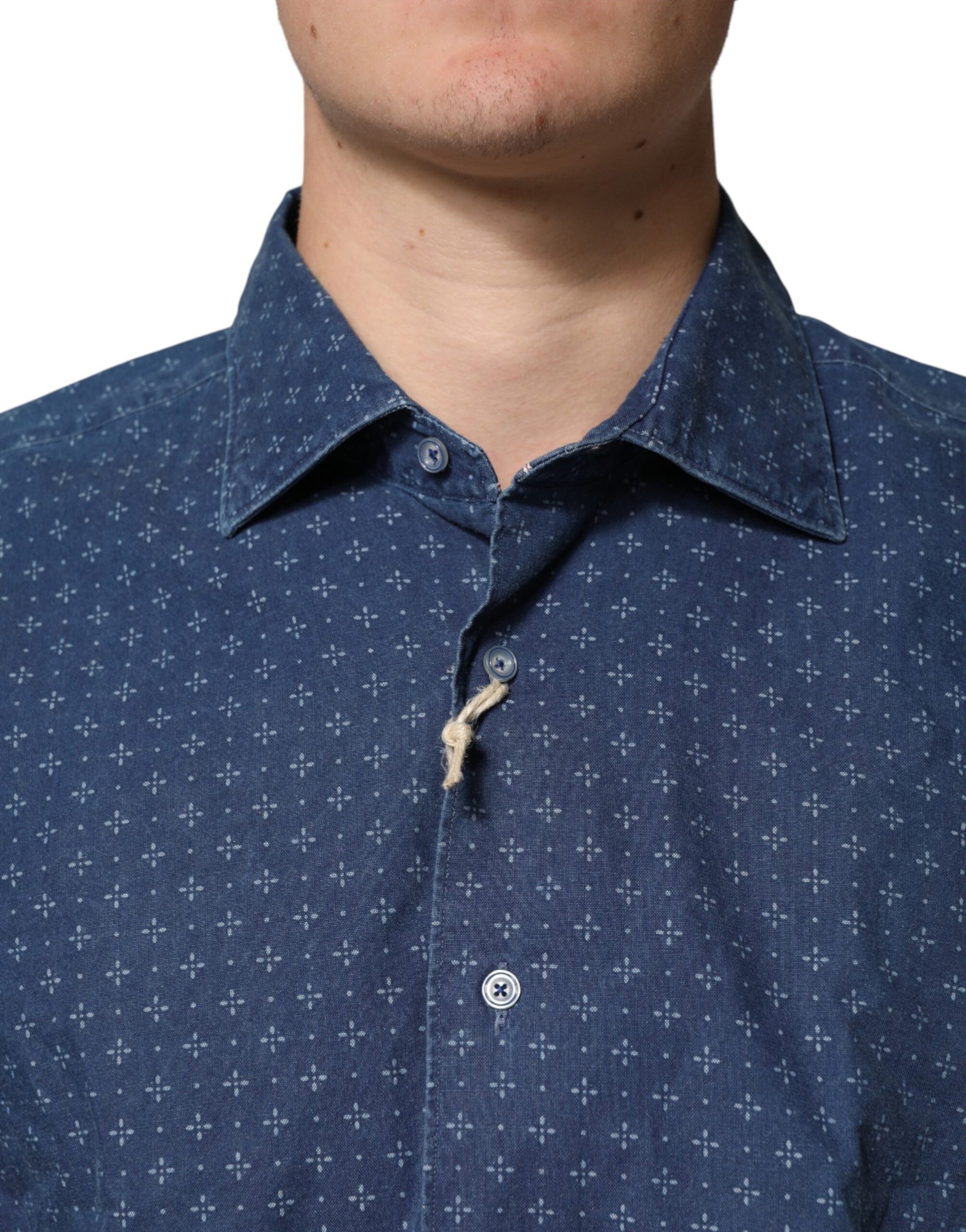 Orian 1968 Blue Button Down Long Sleeves Men Shirt