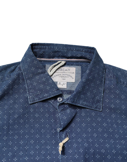 Orian 1968 Blue Button Down Long Sleeves Men Shirt