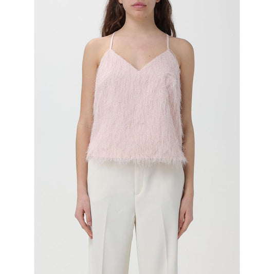 Twinset Blush Pink Feather Effect V-Neck Strappy Top for Women