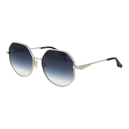 Trussardi Unisex Sunglasses – Silver Metal Frame, Blue Gradient Lenses